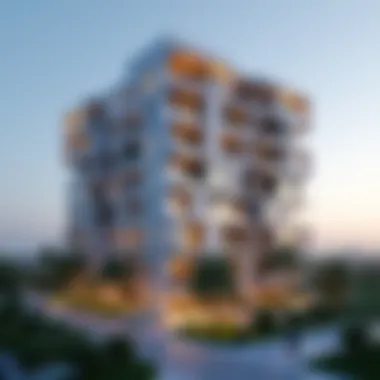 A modern residential building in Arjan Al Barsha, reflecting contemporary living standards.