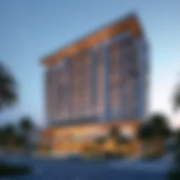 Exterior view of the DAMAC Paramount Hotel showcasing its modern architecture