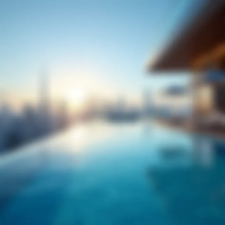 Infinity pool with city skyline in the background