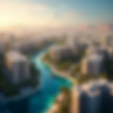 Dubai Aerial View Highlighting Central Studios Aerial view of Dubai showcasing central studio locations